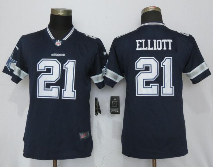 Women Dallas cowboys #21 Elliott Blue Nike Vapor Untouchable Limited NFL Jerseys->->Women Jersey
